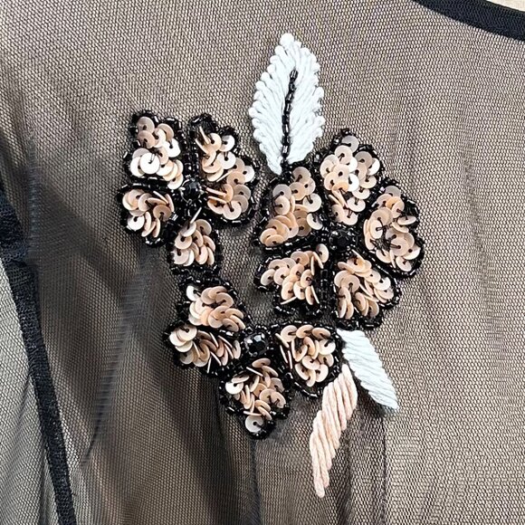Anthropologie Plus NWT Embellished Black Floral Sheer Mesh Top Size 3X - Picture 8 of 15